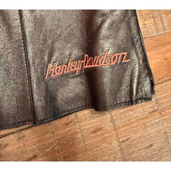 Harley-Davidson Women’s Leather Eagle Appliqué Top Black Red Size M 2002 - Picture 4 of 10